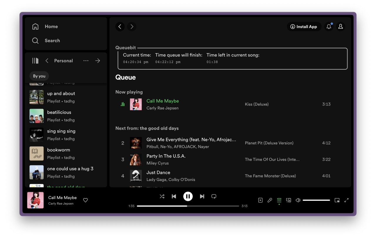 Old Spotify queue