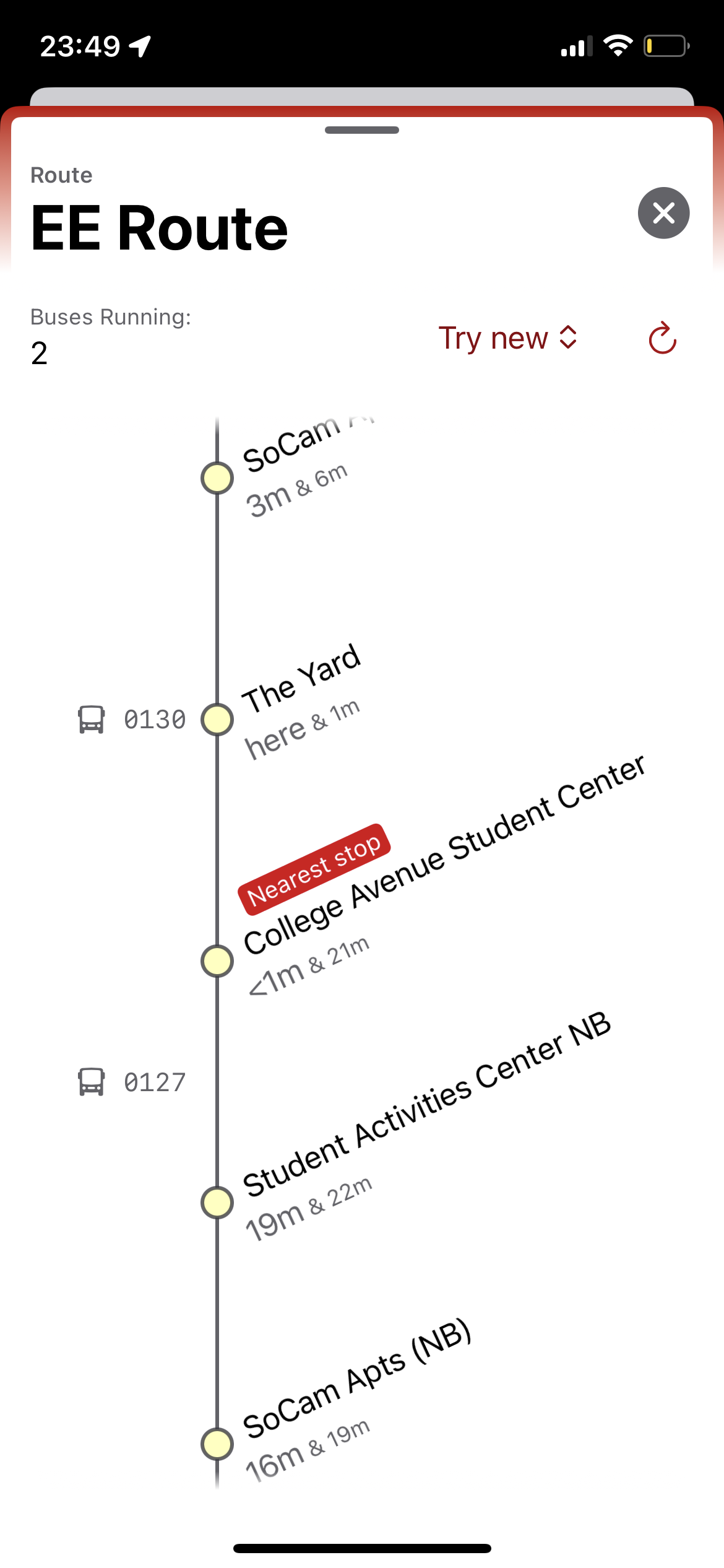 A screenshot of a route page, this time, with the “new”, infinitely scrolling style.